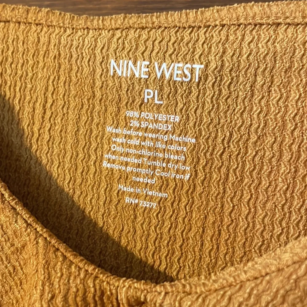 Nine West Deep Mustard Orange/Yellow Sleeveless Blouse - Picture 3 of 5